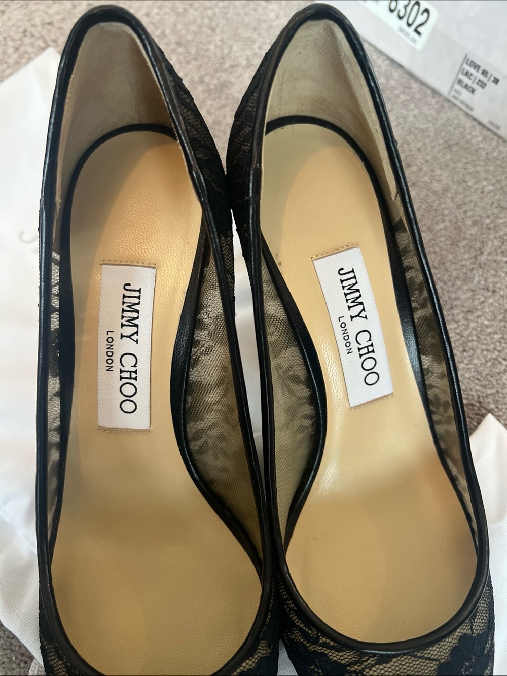 Jimmy Choo Black Lace Love Pointed Toe Pumps Size 38 - Picture 5 of 16
